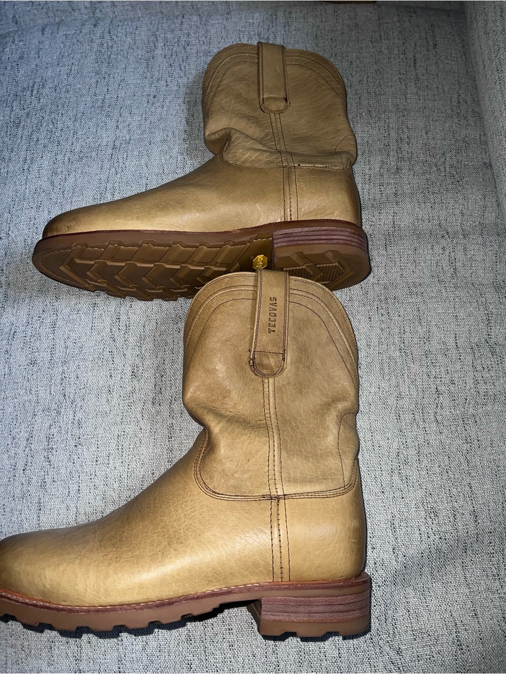 Tecovas Short PullOn Leather Western Boots Tan Brown size 8D